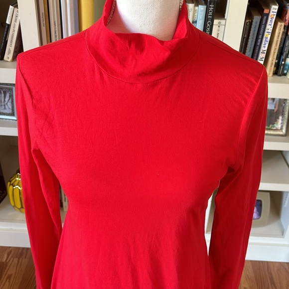 Anthropologie Red 100% Cotton Long Sleeve Mock Turtleneck Size Large - Picture 2 of 12